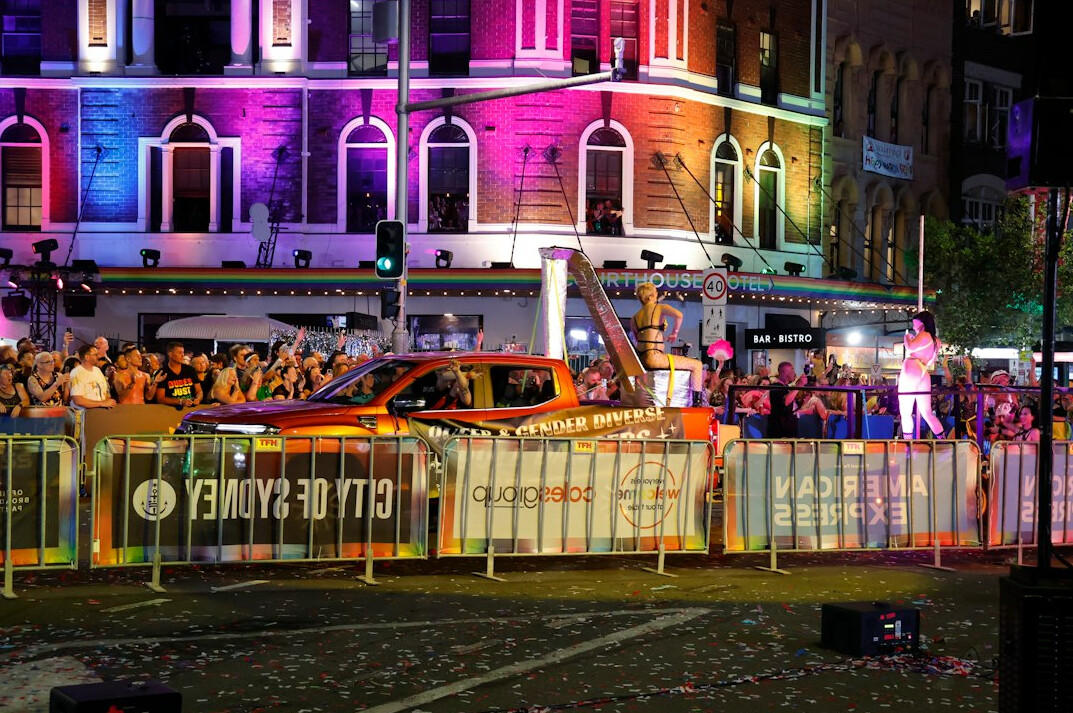 diverse crowd in city street